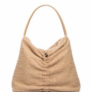 STAUD Felix Faux Sherpa Tote/ Handbag Color: Doe/Camel. Like New Condition!